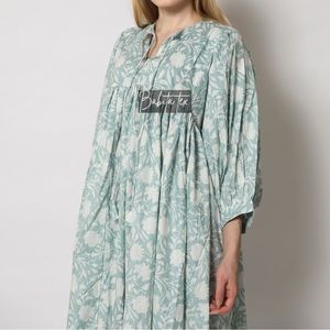 Midi Dress, Floral Print V-Neck with String Closer